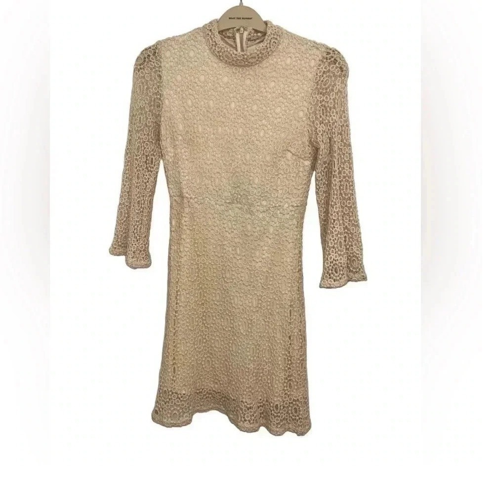 Urban Outfitters Cooperative Lace Crochet Overlay Mock Neck‎ Mini Dress Size 4